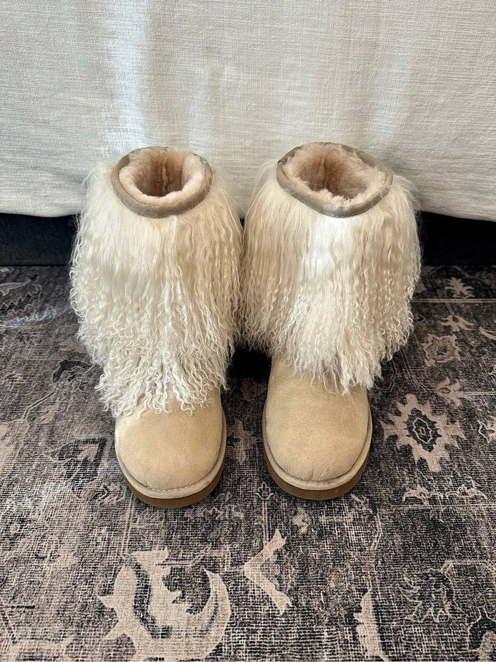 UGG Lida Mongolian Sheepskin Cuff Boots, Cream, US 8, New in Box